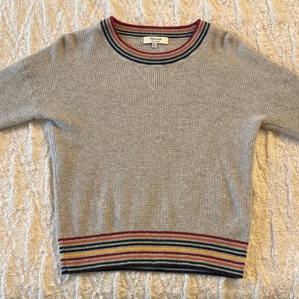 Madewell Rainbow Trim Cashemere Sweater